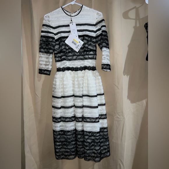 Costarellos NWT Size FR 34 (US 2) Lace-trimmed Embroidered Tulle Dress In White - Picture 4 of 9